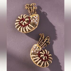 Deepa Gurnani x Anthropologie Samudra Beaded Nautilus Shell Earrings